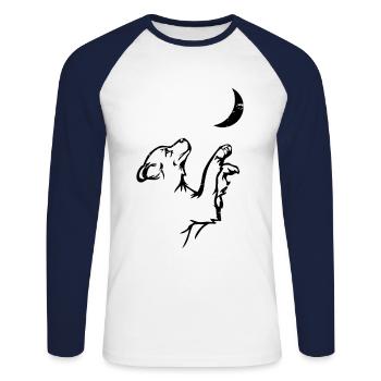 Hund Golden Retriever - Unisex Baseballshirt langarm - Weiß/Navy - Vorne - Nik (191cm)