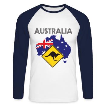Australia TShirt - Australia T-Shirt - Unisex Long Sleeve Baseball T-Shirt - white/navy - Front - Nik (191cm)