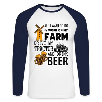 Traktor Traktoren Landwirt Spruch - Unisex Baseballshirt langarm - Weiß/Navy - Vorne - Nik (191cm)