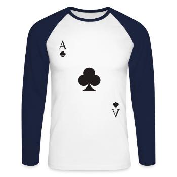 Card game cross ace - Unisex Long Sleeve Baseball T-Shirt - white/navy - Front - Nik (191cm)