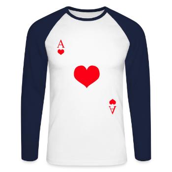 Kartenspiel Herz Ass - Unisex Baseballshirt langarm - Weiß/Navy - Vorne - Nik (191cm)