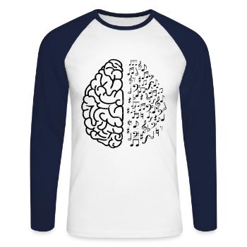 Musicien t-shirt musique mélomane musique cerveau - T-shirt baseball manches longues Homme - blanc/marine - Devant - Nik (191cm)