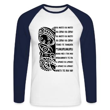 Haka Neuseeland Rugby - Unisex Baseballshirt langarm - Weiß/Navy - Vorne - Nik (191cm)