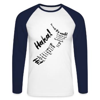 Haka Neuseeland Rugby - Unisex Baseballshirt langarm - Weiß/Navy - Vorne - Nik (191cm)