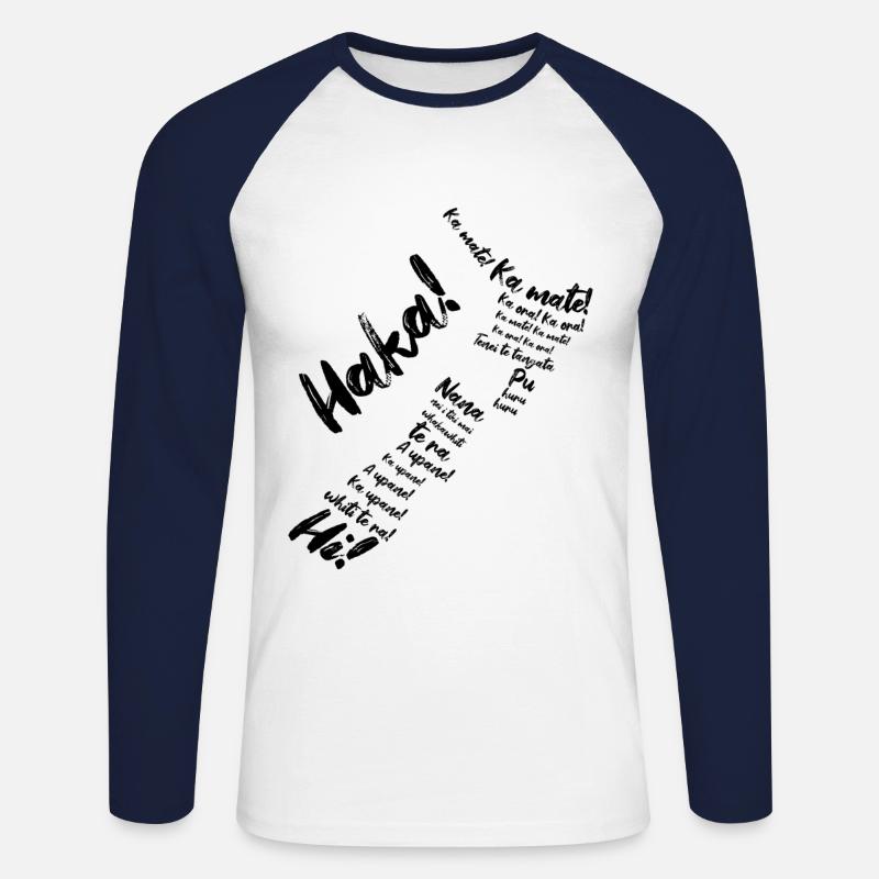 Haka Neuseeland Rugby - Unisex Baseballshirt langarm - Weiß/Navy