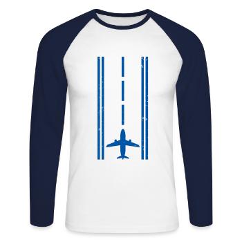 Pilot Piloten Geschenk - Unisex Baseballshirt langarm - Weiß/Navy - Vorne - Nik (191cm)