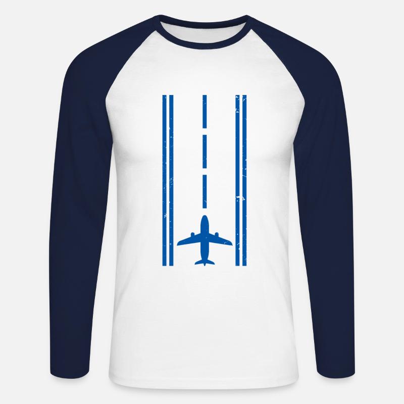 Pilot Piloten Geschenk - Unisex Baseballshirt langarm - Weiß/Navy