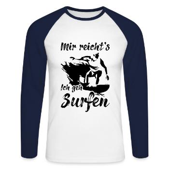Surfer Spruch - Unisex Baseballshirt langarm - Weiß/Navy - Vorne - Nik (191cm)