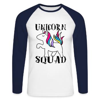 Licorne escouade licornes - T-shirt baseball manches longues Homme - blanc/marine - Devant - Nik (191cm)