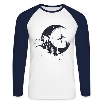 Climbing rock climbing moon - Unisex Long Sleeve Baseball T-Shirt - white/navy - Front - Nik (191cm)