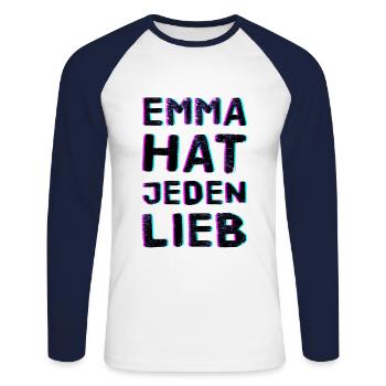 Anti Nazi Techno Spruch - Unisex Baseballshirt langarm - Weiß/Navy - Vorne - Nik (191cm)