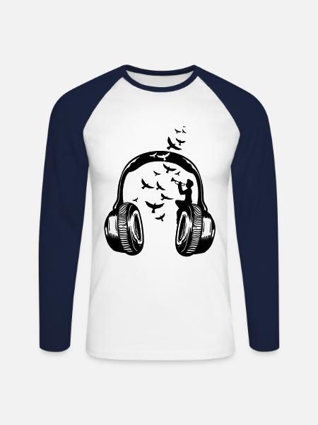 Trumpet player trumpet music - Unisex Long Sleeve Baseball T-Shirt - white/navy