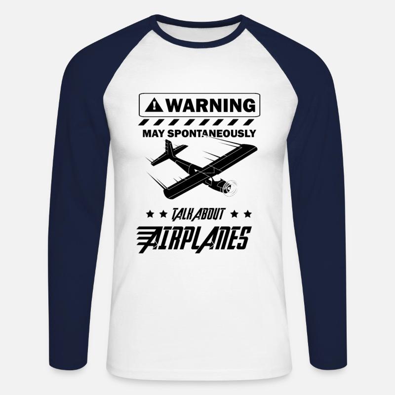 Pilot Piloten Flugzeug Geschenkidee - Unisex Baseballshirt langarm - Weiß/Navy