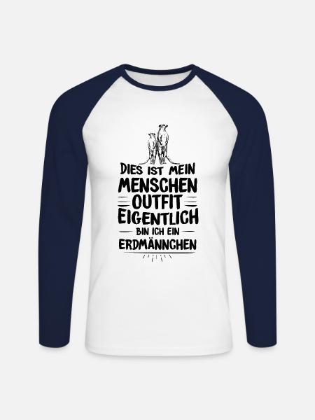 Erdmännchen Menschen Outfit - Unisex Baseballshirt langarm - Weiß/Navy