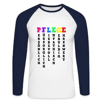 Elderly care definition of care - Unisex Long Sleeve Baseball T-Shirt - white/navy - Front - Nik (191cm)