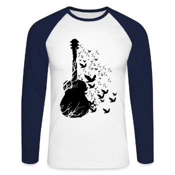 Guitariste guitariste - T-shirt baseball manches longues Homme - blanc/marine - Devant - Nik (191cm)
