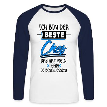 Ich Bin Der Beste Chef Boss Geschenk - Unisex Baseballshirt langarm - Weiß/Navy - Vorne - Nik (191cm)