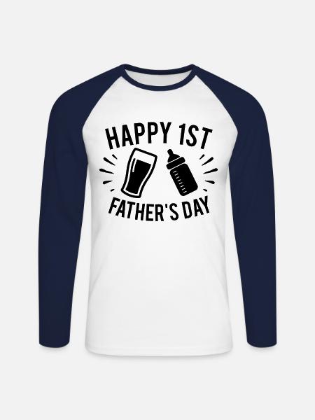 happy first fathers day - Unisex Long Sleeve Baseball T-Shirt - white/navy
