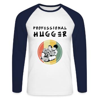 Brazilian Jiu-Jitsu Professional Hugger - Unisex Baseballshirt langarm - Weiß/Navy - Vorne - Nik (191cm)