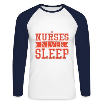Nurses Never Sleep Dank an alle Krankenschwestern - Unisex Baseballshirt langarm - Weiß/Navy - Vorne - Nik (191cm)