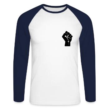 Black Lives Matter Faust - T-shirt baseball manches longues Homme - blanc/marine - Devant - Nik (191cm)