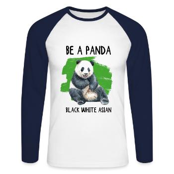 Black Lives Matter Be A Panda - Unisex Long Sleeve Baseball T-Shirt - white/navy - Front - Nik (191cm)