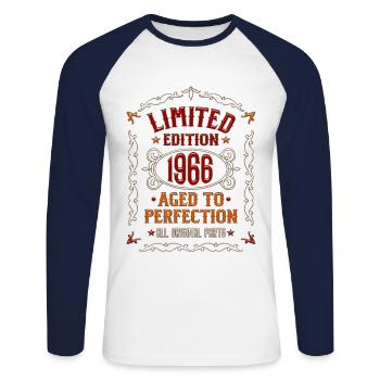 Né en 1966 - né en 1966 - T-shirt baseball manches longues Homme - blanc/marine - Devant - Nik (191cm)