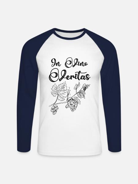 Wine In Vino Veritas - Unisex Long Sleeve Baseball T-Shirt - white/navy