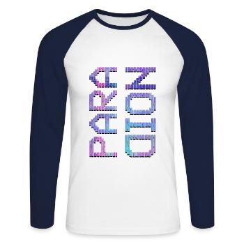 Vaporwave Aesthetic Paranoid - Unisex Long Sleeve Baseball T-Shirt - white/navy - Front - Nik (191cm)