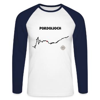 Passo Pordoi Pordoijoch - T-shirt baseball manches longues Homme - blanc/marine - Devant - Nik (191cm)