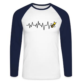 Apiculteur abeille abeilles battement de coeur - T-shirt baseball manches longues Homme - blanc/marine - Devant - Nik (191cm)