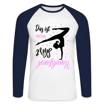 Turnen Das Ist Mein Handstand Shirt - Unisex Baseballshirt langarm - Weiß/Navy - Vorne - Nik (191cm)