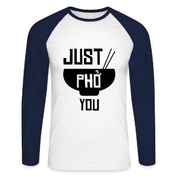 Vietnam Just Pho You - Unisex Baseballshirt langarm - Weiß/Navy - Vorne - Nik (191cm)