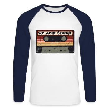 Acid Kassette Club 90er Techno Berlin Rave Trance - Unisex Baseballshirt langarm - Weiß/Navy - Vorne - Nik (191cm)