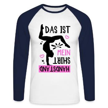 Turnen Das Ist Mein Handstand Shirt - Unisex Baseballshirt langarm - Weiß/Navy - Vorne - Nik (191cm)