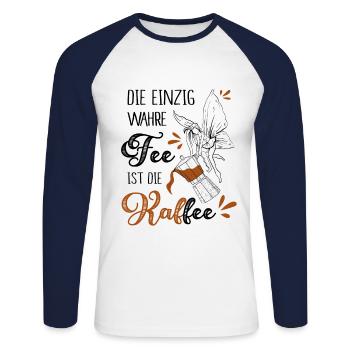 Die Einzig Wahre Fee Ist Die Kaffee - Unisex Baseballshirt langarm - Weiß/Navy - Vorne - Nik (191cm)
