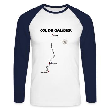 Col du Galibier 2642 m serpentine en France - T-shirt baseball manches longues Homme - blanc/marine - Devant - Nik (191cm)