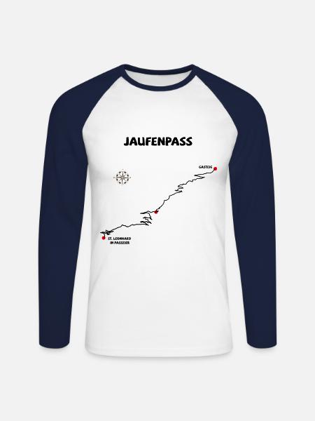 Jaufenpass Passo di Monte Giovo -Jaufenpass Serpen - Koszulka męska bejsbolowa z długim rękawem - biały/granatowy