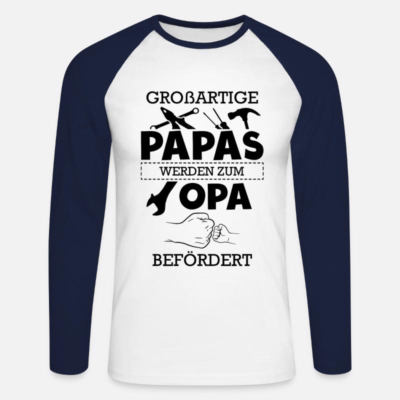 Großartige Papas Opa Befördert - Unisex Baseballshirt langarm - Weiß/Navy