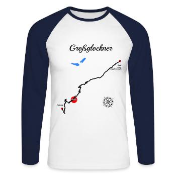 Großglockner Serpentine Pass in der Österreich Ra - Unisex Baseballshirt langarm - Weiß/Navy - Vorne - Nik (191cm)