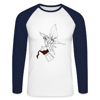 Kaffee Fee - Unisex Baseballshirt langarm - Weiß/Navy - Vorne - Nik (191cm)