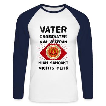 DDR Vater Großvater NVA Veteran - Unisex Baseballshirt langarm - Weiß/Navy - Vorne - Nik (191cm)