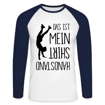 Turnen Das Ist Mein Handstand Shirt - Unisex Baseballshirt langarm - Weiß/Navy - Vorne - Nik (191cm)