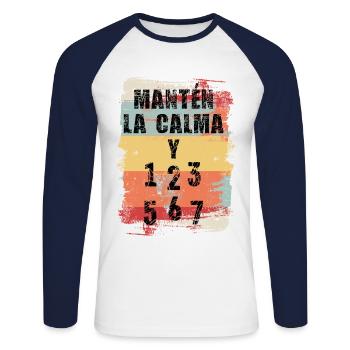 Keep Calm And Dance Salsa - Unisex Long Sleeve Baseball T-Shirt - white/navy - Front - Nik (191cm)