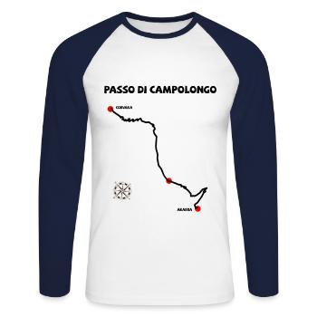 Passo Di Campolongo Haarnadelkurven Italien - Unisex Baseballshirt langarm - Weiß/Navy - Vorne - Nik (191cm)