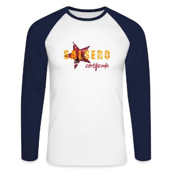 Salsero Salsa Tänzer Salsa Musiker - Unisex Baseballshirt langarm - Weiß/Navy - Vorne - Nik (191cm)