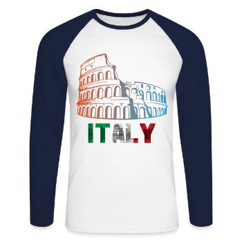 Rom Roma Italien T-Shirt Urlaub - Unisex Baseballshirt langarm - Weiß/Navy - Vorne - Nik (191cm)