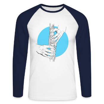 Hand Clarinet Oboe Tárogató - Unisex Long Sleeve Baseball T-Shirt - white/navy - Front - Nik (191cm)
