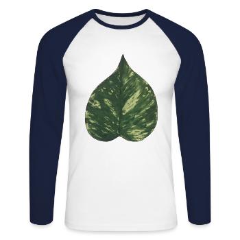 Schismatoglottis feuille plantlover botanique nature - T-shirt baseball manches longues Homme - blanc/marine - Devant - Nik (191cm)