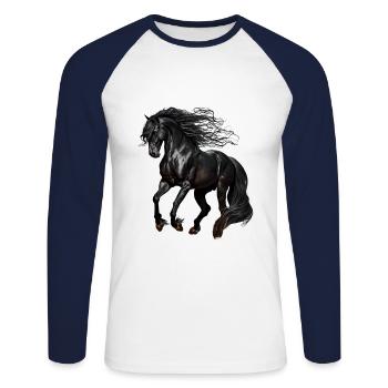 Beau design de cheval pour les filles - T-shirt baseball manches longues Homme - blanc/marine - Devant - Nik (191cm)